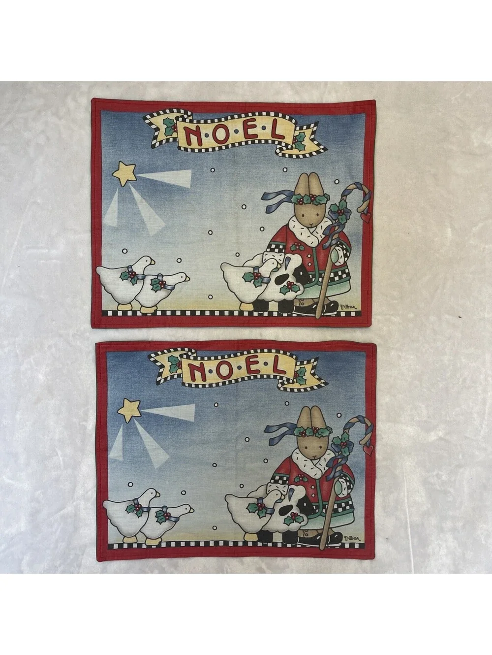 Vintage Daisy Kingdom Handmade Christmas Placemats Set Of 2